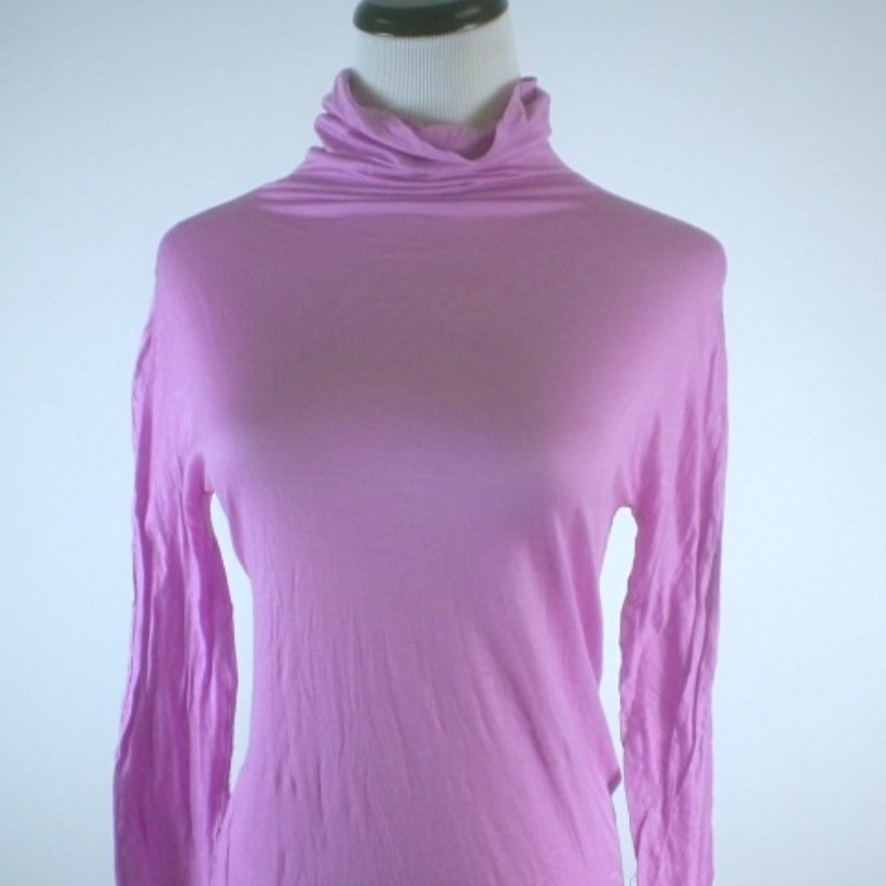 DKNY by Donna Karan fuchsia pink jersey layering high neck top lyocell M